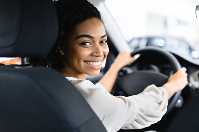 woman driving car